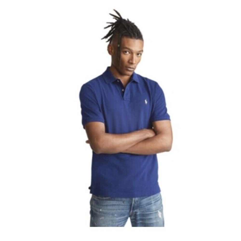 Polo‎ Ralph Lauren Men's Size L Classic Blue Custom Slim Fit S Sleeve Shirt NWT